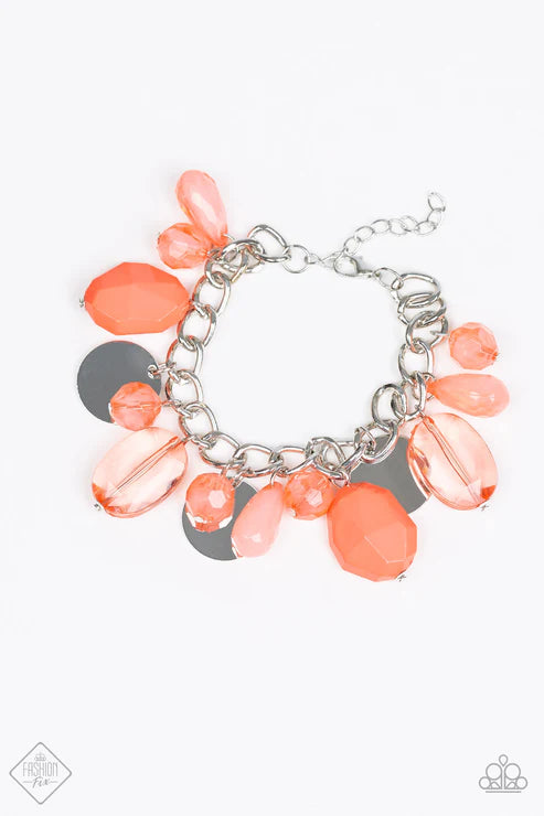 2-Piece Orange (Living Coral) Dramatic Glassy/Cloudy Opaque Fringe Disc Set SET#1788