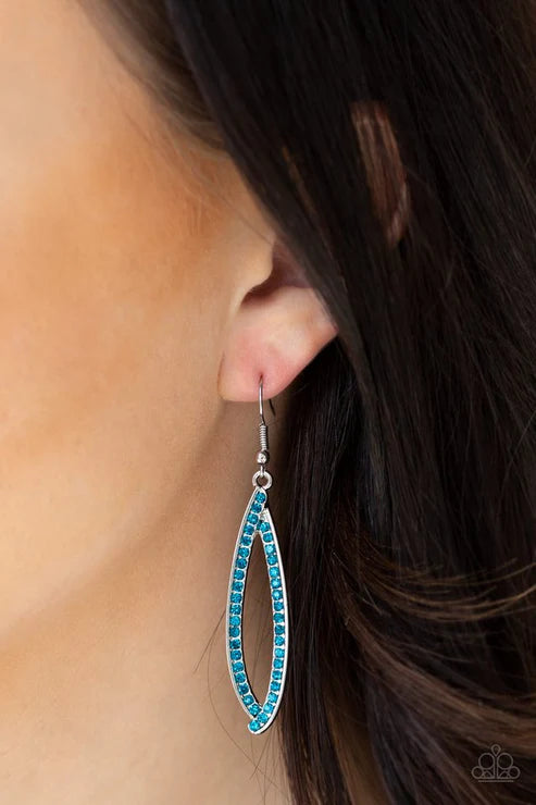 Treasure Trove Trinket - Blue Abstract Ribbon Encrusted Teardrop Earrings E#2546