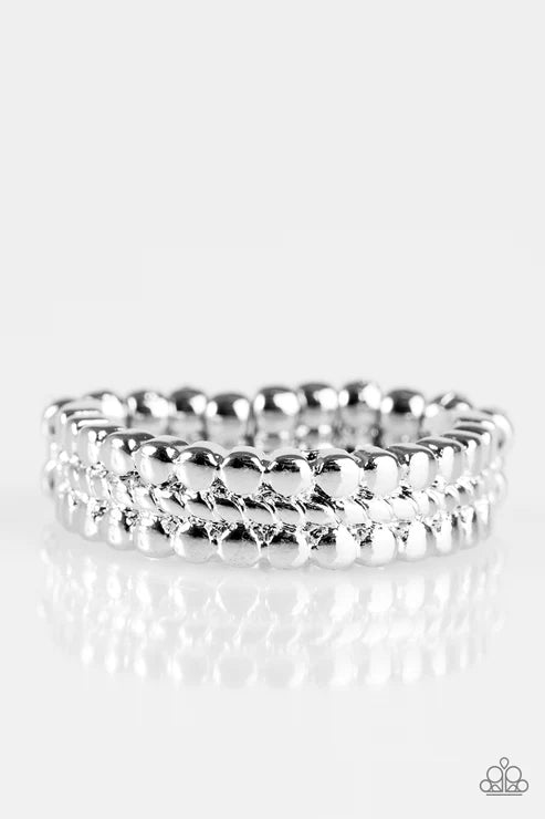 Tres Chic - Silver Dotted Textured Arc Minimalist Ring R#6437