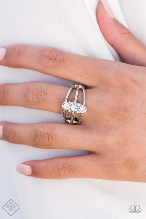 Triple Crown Winner - White Trio Airy Arc Encrusted Ring R#6963
