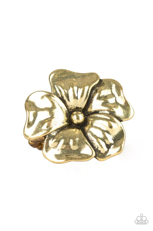 Tropical Gardens - Brass 3D Tropical Flower Petal Ring R#3449