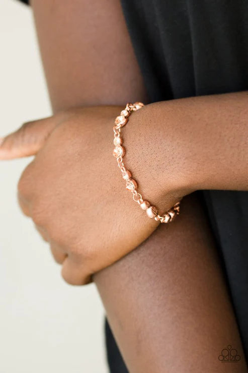 Twinkle Twinkle Little STARLET - Copper/Peach Encrusted Link Bracelet B#3354