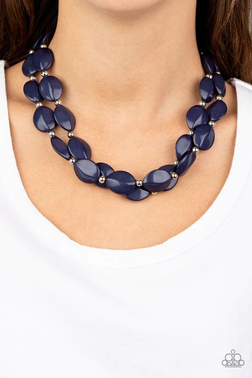 Two-Story Stunner - Blue Depths Faceted Accent Necklace N#3145
