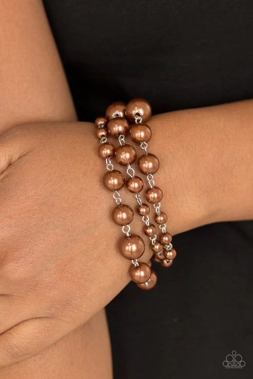 Until The End Of TIMELESS - Brown Bubbly Pearl Trio Strand Bracelet B#5537