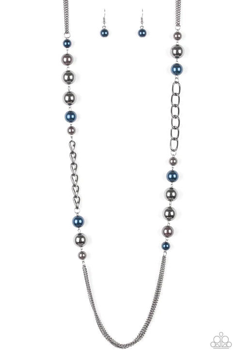 Uptown Talker - Oversized Multi (Gunmetal/Blue) Pearl Chain Drape Necklace N#5267