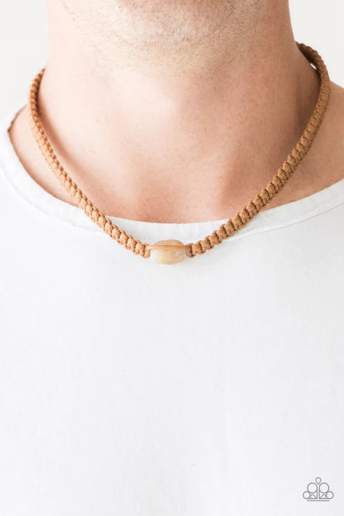Urban Exploration - Brown/Cloudy Braided Knotted Cord Button Loop Closure Urban Necklace N#2915