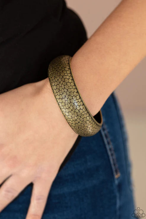 Urban Wildlife - Oversized Metallic Brass Python Bangle Bracelet B#3450