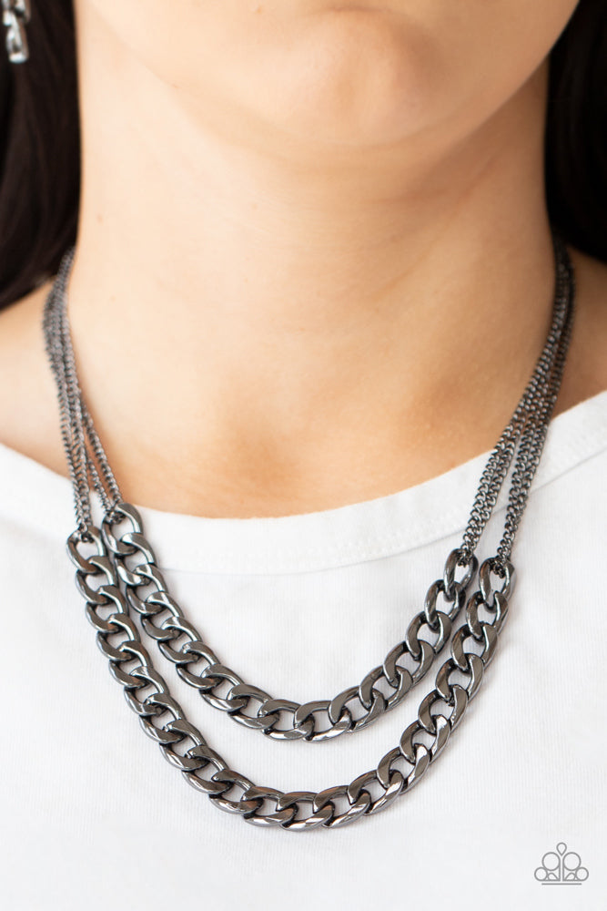 Urban Culture - Black Double Curb Link Industrial Necklace N#1641