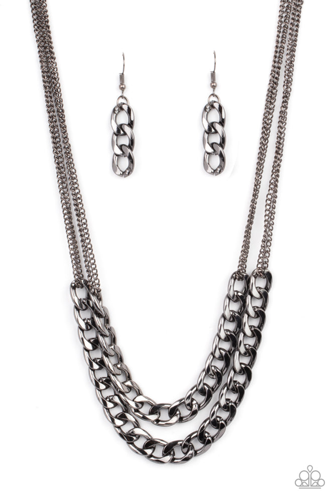 Urban Culture - Black Double Curb Link Industrial Necklace N#1641