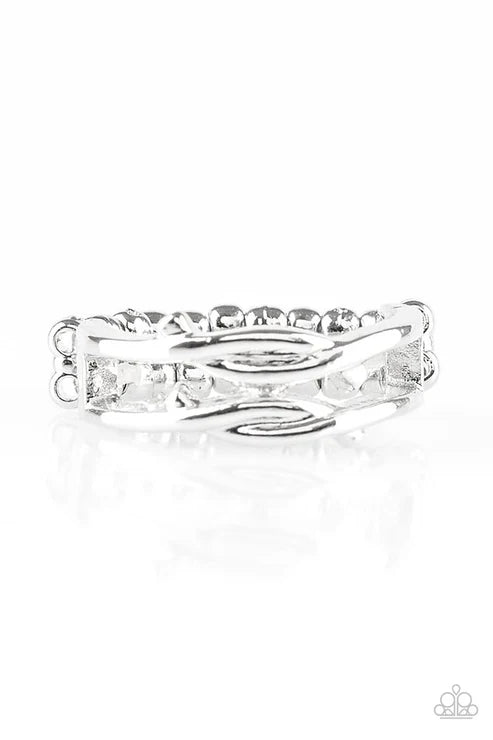 Very Vogue - Silver Folded Bar Ring R#6434