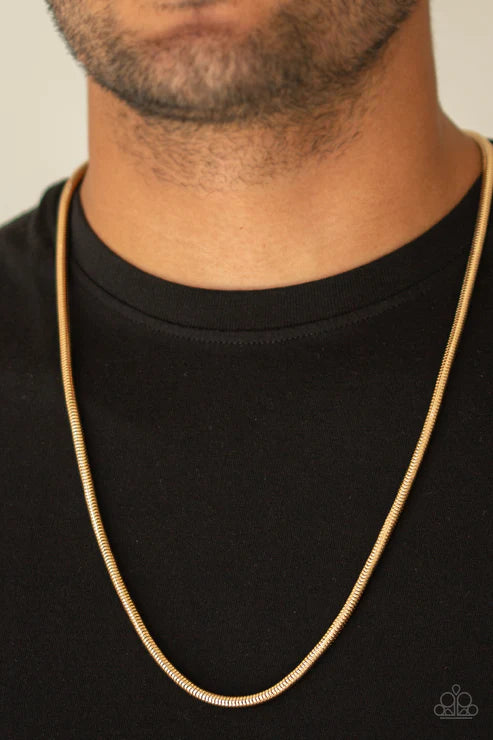 2-Piece Oversized Gold Rounded High-Sheen Shimmer Snake Chain Link Urban Set SET#4474