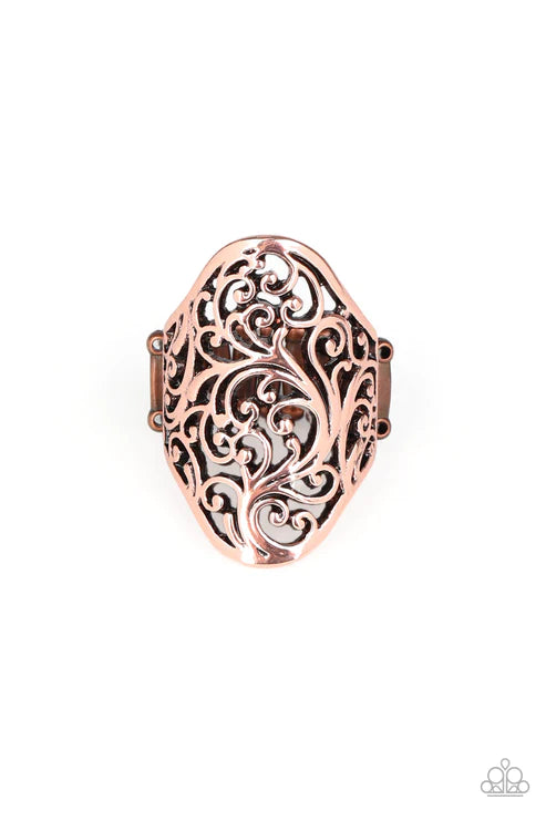 Vine Vibe - Copper Airy Vine Filigree Branches Ring R#4661