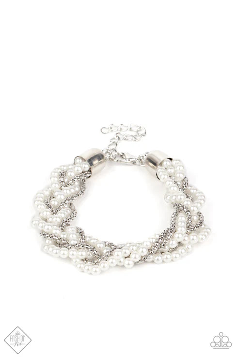 2-Piece White Pearl Twisted Cluster Tassel Set SET#6748