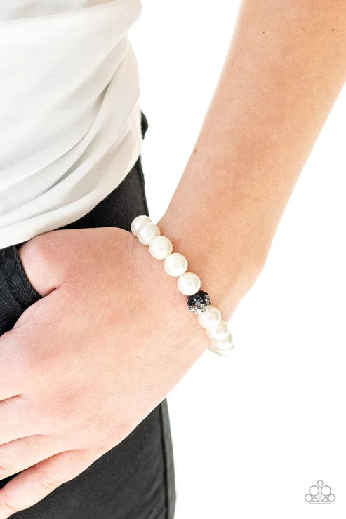 Voila! - White/Black/Smoky Encrusted Marble Bracelet B#5391
