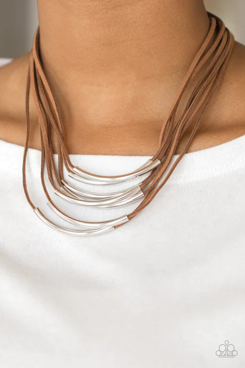 Walk The WALKABOUT - Brown Slide Along Rods Suede Necklace N#4401
