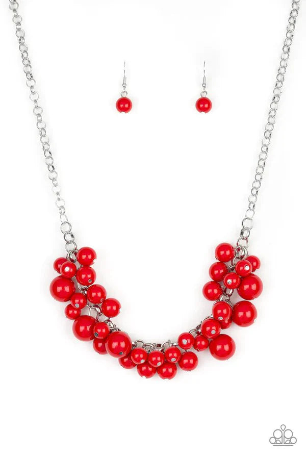 Walk This BROADWAY - Bubbly Red Fringe Necklace N#6982