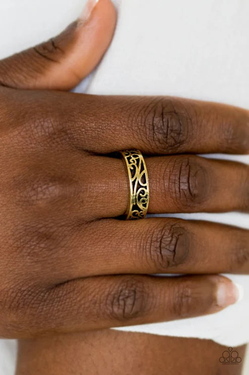 Wandering Wisteria - Brass Vine Filigree Ring R#6449