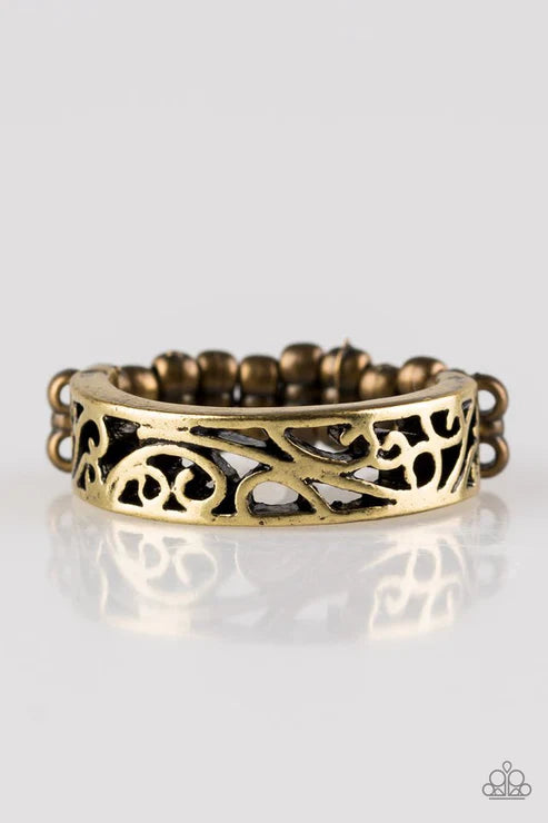 Wandering Wisteria - Brass Vine Filigree Ring R#6449