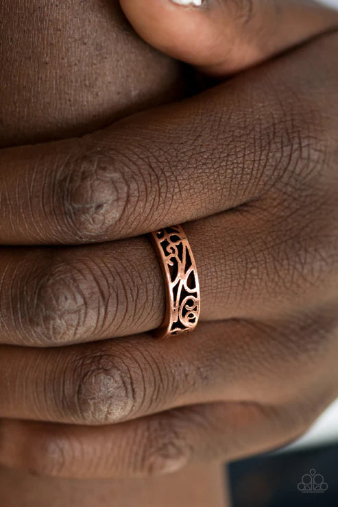Wandering Wisteria - Copper Vine Filigree Ring R#6448