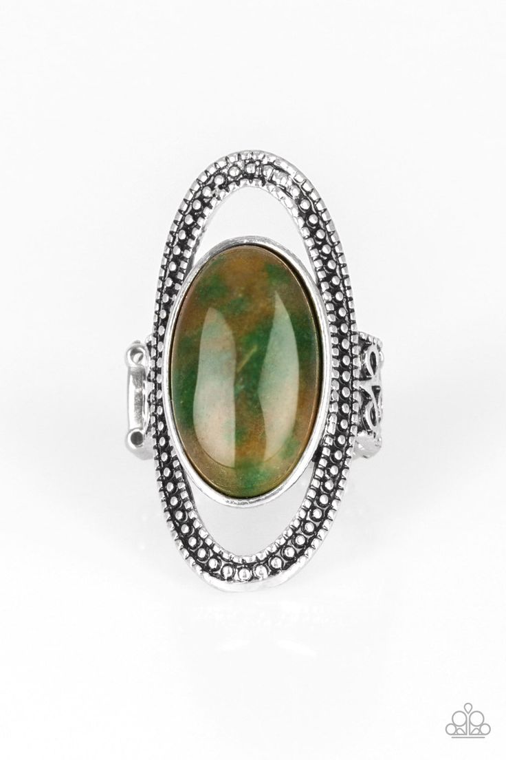 Western Royalty - Oversized Multi (Orange/Green) Dramatic Southwestern Airy Studded Encircle Stone Ring R#1758