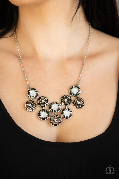 Whats Your Star Sign? - White Opalescent Dotted/Studded Starry Necklace N#3524