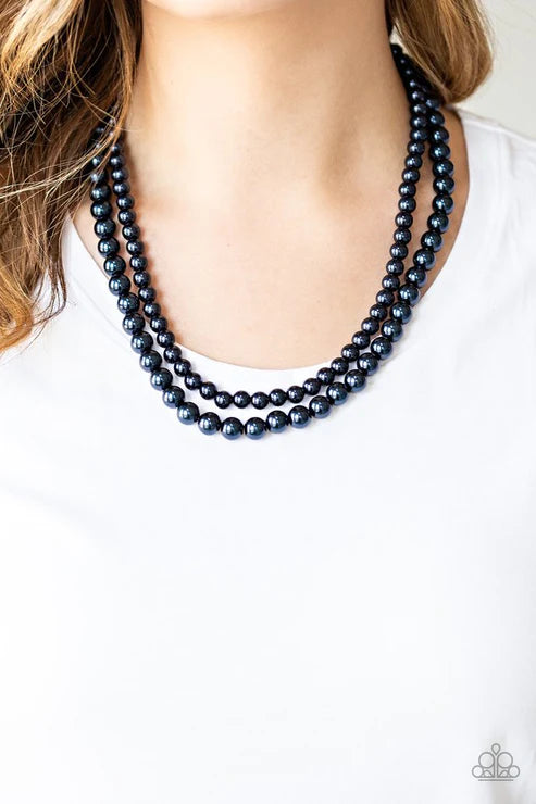 Woman Of The Century - Metallic Blue Pearl Double Twist Necklace N#3068