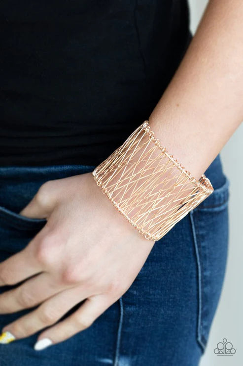 Work For WIRE - Rose Gold Wired Crisscross Cuff Bracelet B#4737
