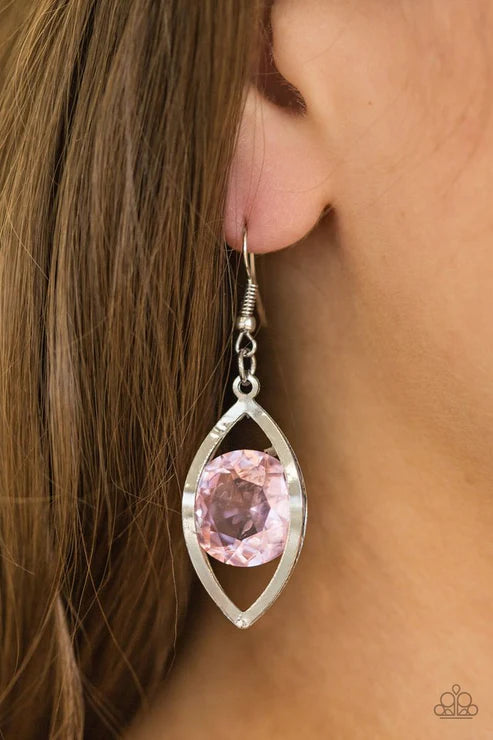 Your Eyes Only - Oversized Pink Marquise/Prism Cut Dramatic Gem Earrings E#7305