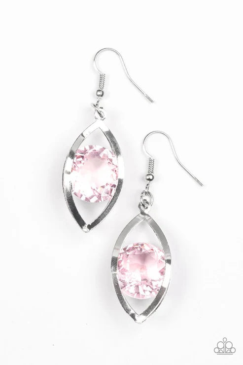 Your Eyes Only - Oversized Pink Marquise/Prism Cut Dramatic Gem Earrings E#7305