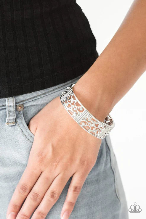 Yours and VINE - White Encrusted Vine Filigree Bracelet B#5942