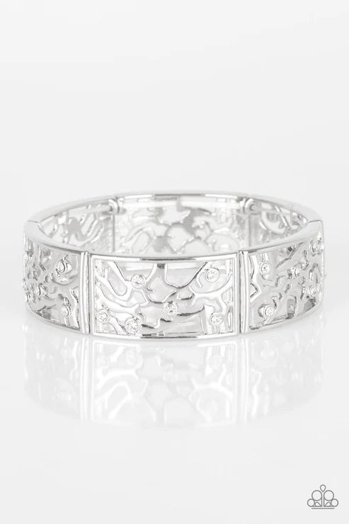 Yours and VINE - White Encrusted Vine Filigree Bracelet B#5942