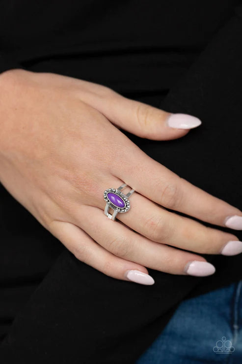 Zest Quest - Purple Marquise Studded Wispy Linear Tribal Ring R#6157