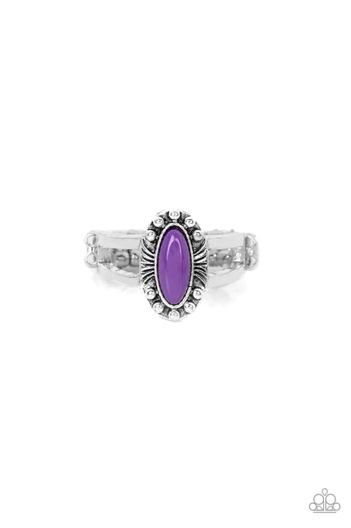 Zest Quest - Purple Marquise Studded Wispy Linear Tribal Ring R#6157