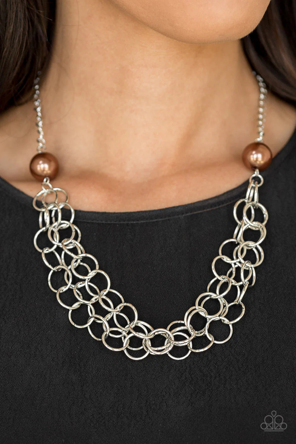 Daring Diva - Oversized Brown Pearl Necklace N#7058