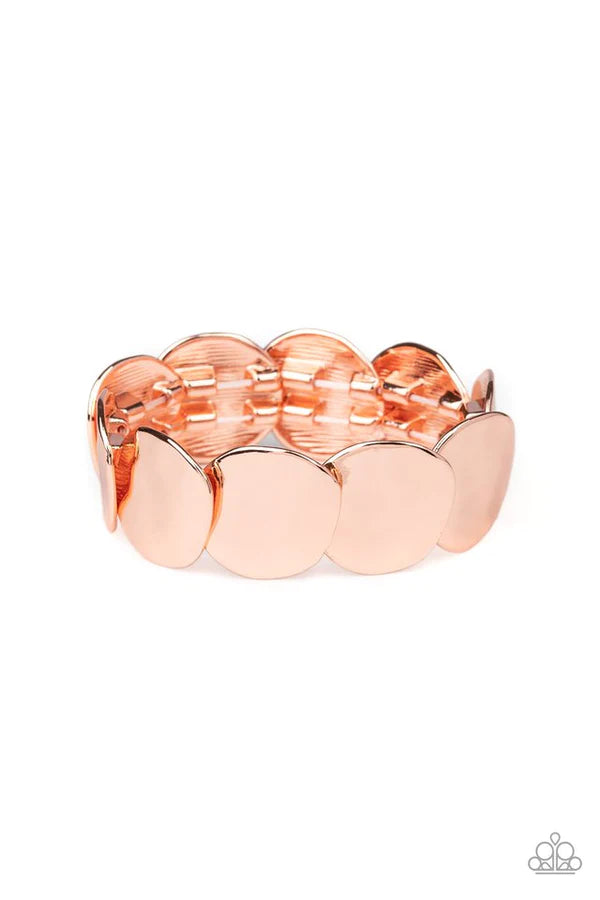 Disc Disco - Copper Overlap Asymmetrical Hammered Disc Bracelet B#5887