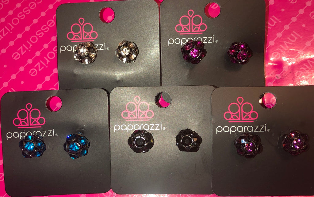 Starlet Shimmer - Purple 3D Disco Ball Encrusted Cluster Earrings SS#037 Lil Divas/Women