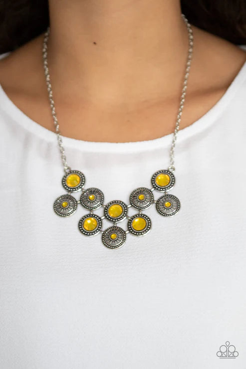 Whats Your Star Sign? - Yellow Iridescent Dotted/Studded Starry Necklace N#4187