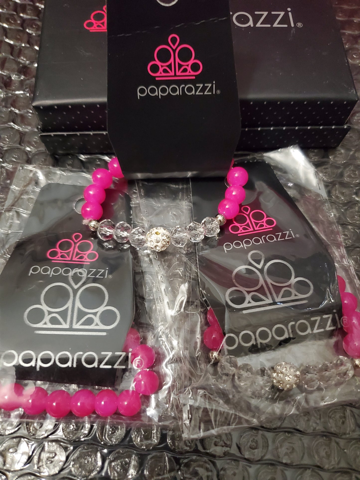 Starlet Shimmer - Hot Pink Marble Encrusted Crystal Bracelet SS#106 Lil Divas