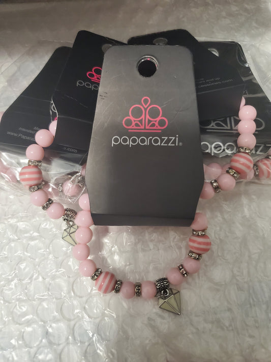 Starlet Shimmer - Pink 3D Diamond Charm Encrusted Bracelet SS#111 Lil Divas