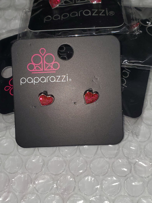 Starlet Shimmer - Red 3D Puff Heart Glitter Encrusted Earrings SS#124 Lil Divas & Women
