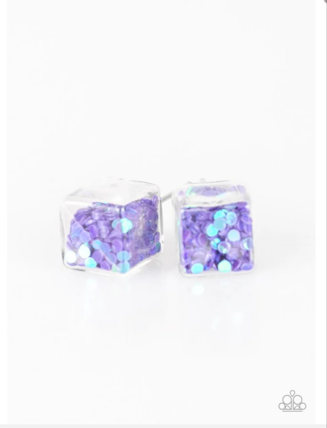 Starlet Shimmer Purple Multi Confetti 3D Square Earrings SS#4814 Lil Divas/Women