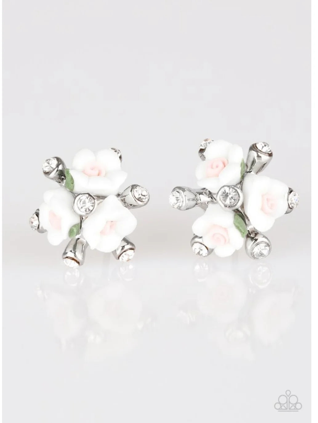 Starlet Shimmer - White 3D Flower Bouquet Encrusted Earrings SS#3324  Lil Divas and Women
