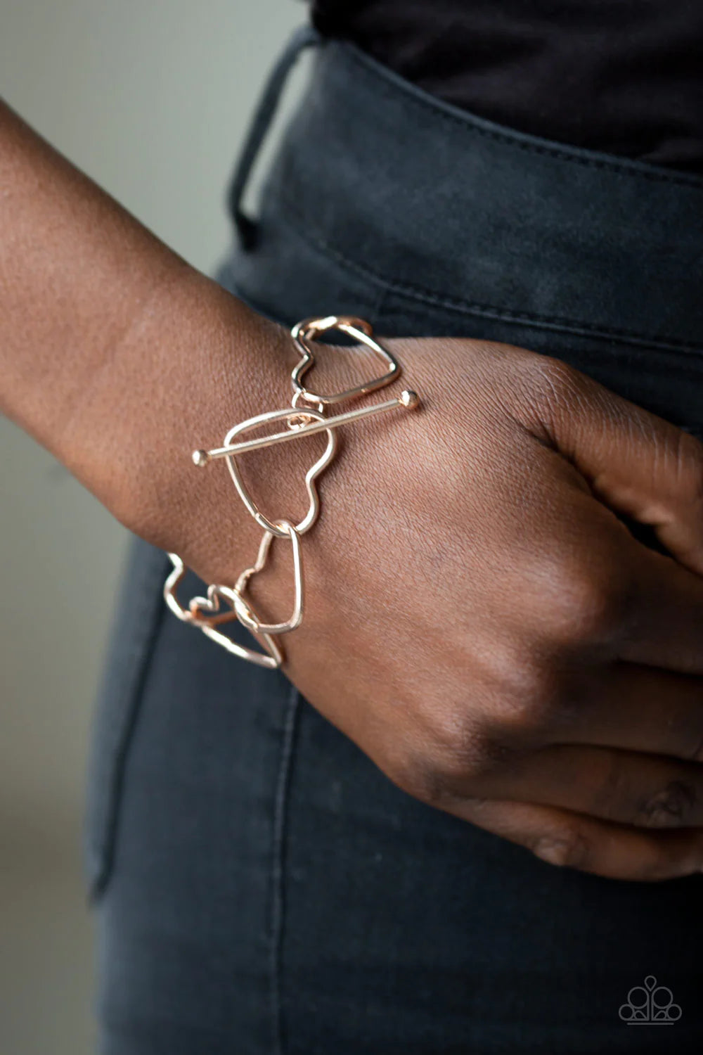 2-Piece Oversized Rose Gold 3D Heart Connected Tiffany Clasp Set SET#1469