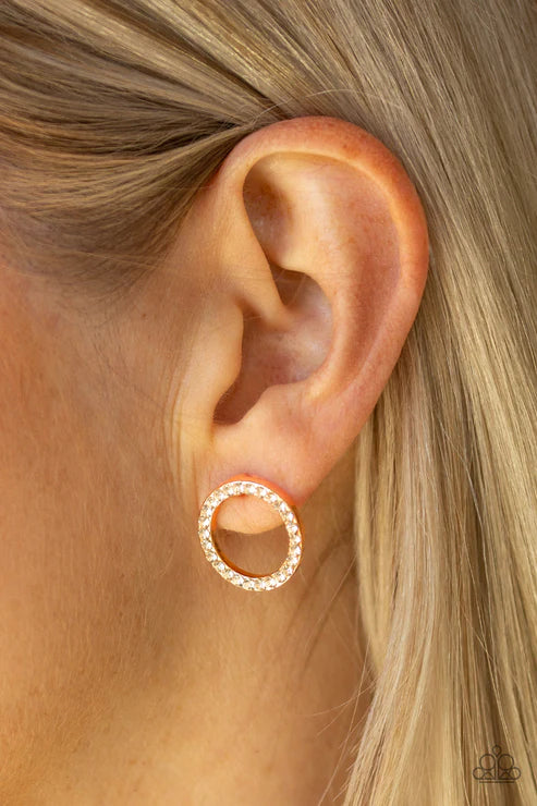 5th Ave Angel - Rose Gold Encrusted Hoop Earrings E#2270