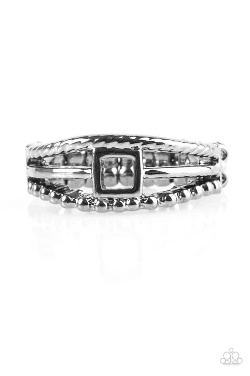 A Square Deal - Black Serrated/Studded Airy Square Ring R#1857