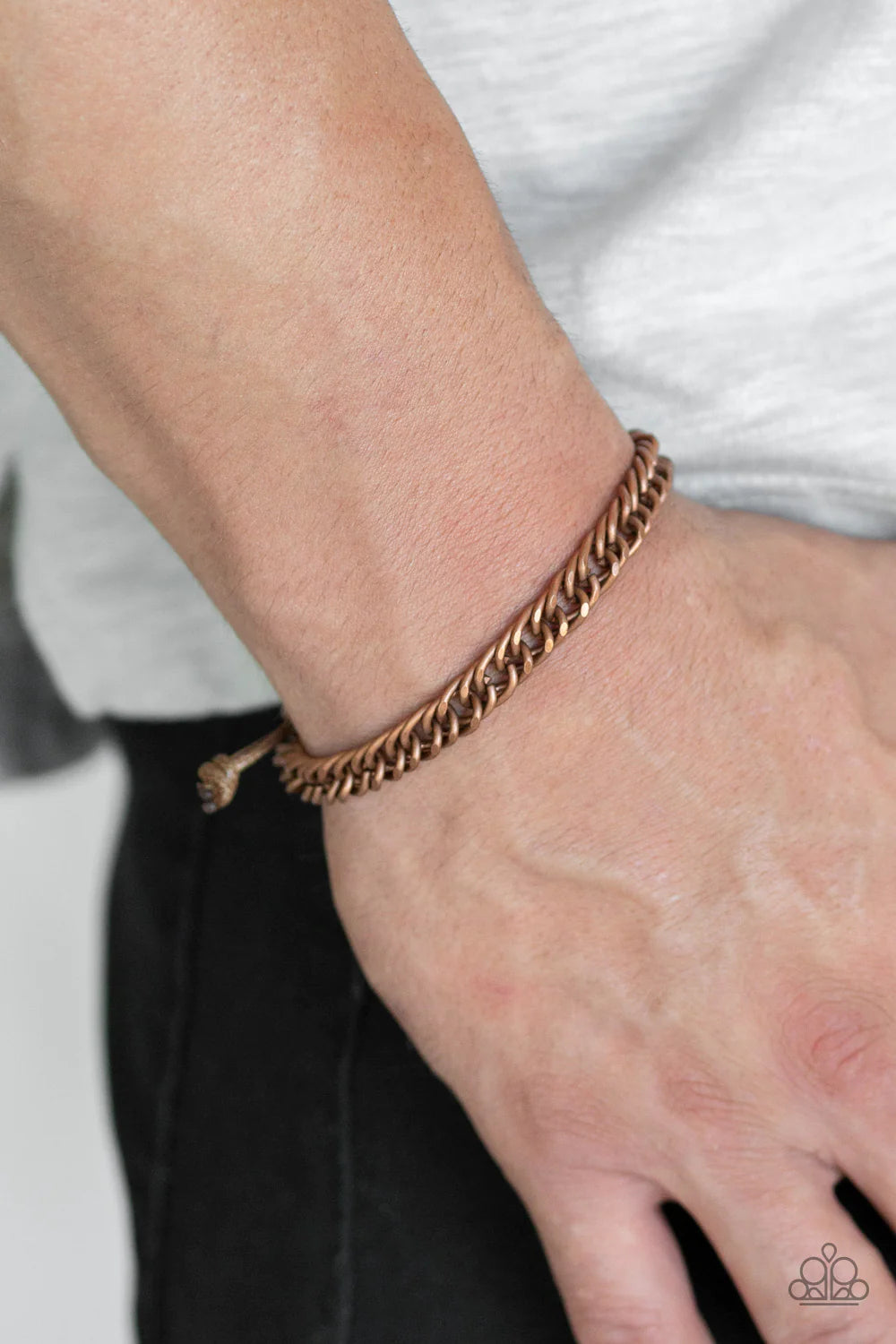 AWOL - Copper Knotted Cord Curb Link Adjustable Sliding Knot Closure Urban Bracelet B#1134