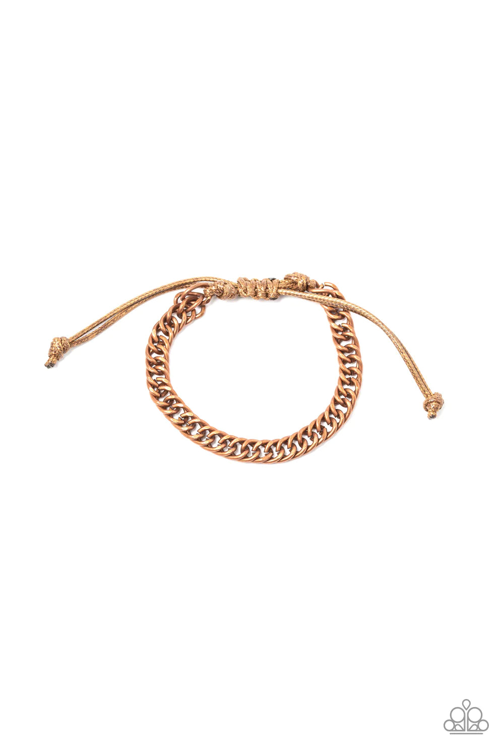 AWOL - Copper Knotted Cord Curb Link Adjustable Sliding Knot Closure Urban Bracelet B#1134