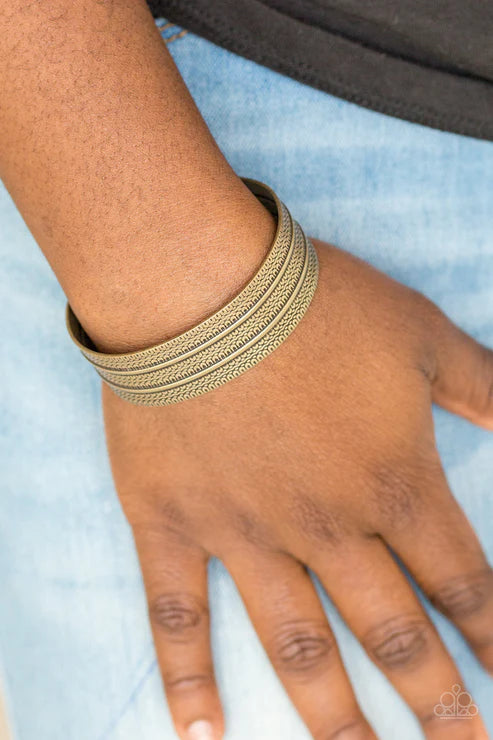 Absolute Amazon - Oversized Brass Stamped Indigenous Tribal Cuff Bracelet B#1984