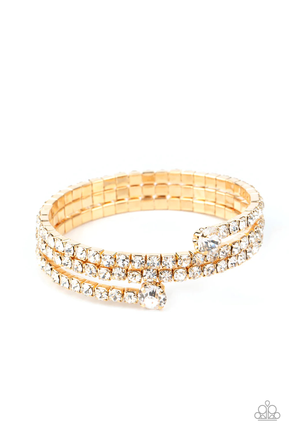 After Party Princess - Oversized Gold Duo Encrusted Wire Fittings Infinity Wrap Bracelet B#391