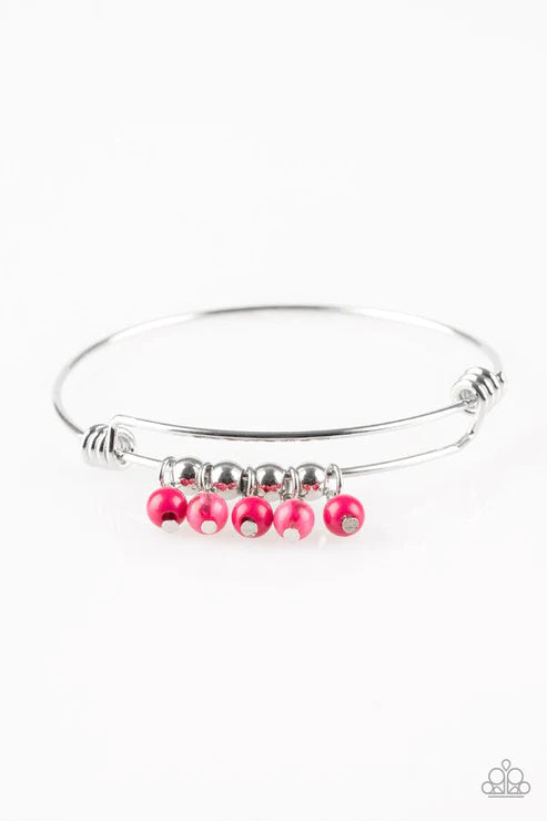 All Roads Lead To ROAM - Pink Glassy Wire Coiled Adjustable Bangle Bracelet B#1997